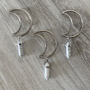 Silver Crescent Moon Hair Clips